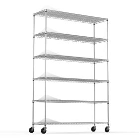 6 Tier Wire Shelving Unit, 6000 LBS NSF Height Adjustable Metal Garage Storage Shelves with Wheels