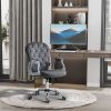 Vinsetto Velvet Home Office Chair, Button Tufted Desk Chair with Padded Armrests, Adjustable Height and Swivel Wheels, Dark Gray