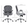 Vinsetto Velvet Home Office Chair, Button Tufted Desk Chair with Padded Armrests, Adjustable Height and Swivel Wheels, Dark Gray