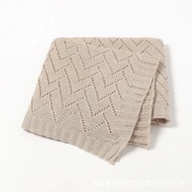 Kids Hollow Carved Graphic Solid Color Knitted Blanket (Size/Age: Average Size (0-12Y), Color: Khaki)
