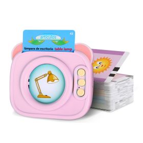 Spanish & English Talking Flash Cards 224 Sight Words Bilingual Flash Cards Rechargeable Card Early Education Device Educational Toy for Boys Girls Ag (Color: Pink)